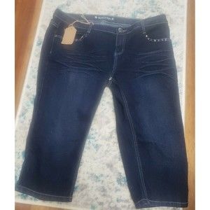 Hipstar Womens Denim Capri Jean Pants Size 16  Embellished Pockets